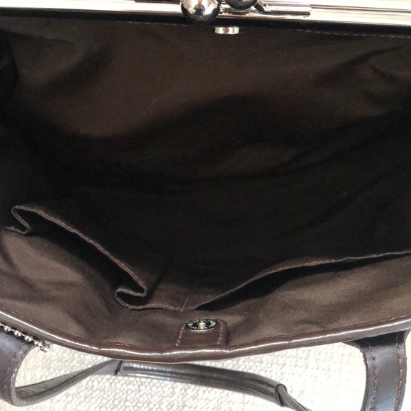 Coach Signature Striped Framed Carryall Satchel - Picture 6 of 13